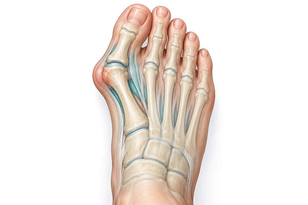 Illustration of big-toe alignment and a bunion